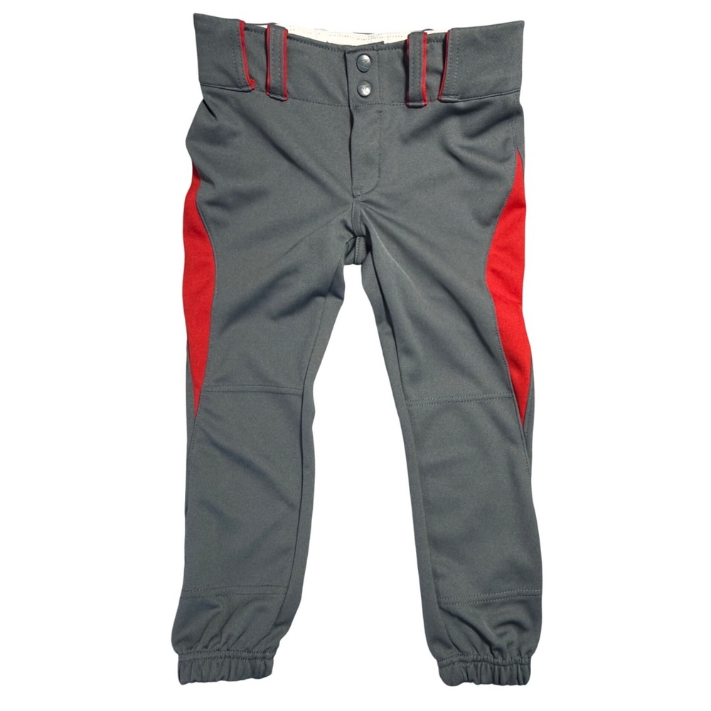 Champro‎ Sports Youth Large Baseball Pants Grey Red Piping Reinforced Knee YL